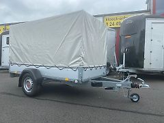 Stema Tieflader Anhänger 1300kg mit Stützrad, Plane und Spriegel