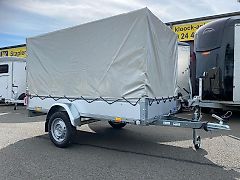 Stema 750 kg Tieflader kippbar Stützrad + Plane und Spriegel